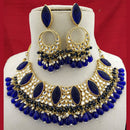 FS Collection Gold Plated Kundan Stone & Beads Choker Necklace Set