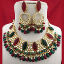 FS Collection Gold Plated Kundan Stone & Beads Choker Necklace Set