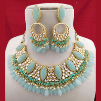 FS Collection Gold Plated Kundan Stone & Beads Choker Necklace Set