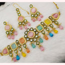 FS Collection Gold Plated Kundan & Crystal Stone Choker Necklace Set