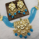 FS Collection Gold Plated Kundan Stone & Beads Choker Necklace Set