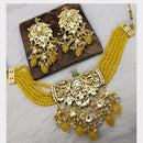 FS Collection Gold Plated Kundan Stone & Beads Choker Necklace Set