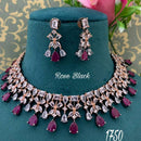FS Collection Rose Gold Plated AD Stone Choker Necklace Set