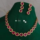 FS Collection Gold Plated Pota Stone Choker Necklace Set