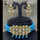 FS Collection Gold Plated Kundan Stone & Beads Choker Necklace Set