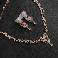 FS Colletion Rose Gold Plated AD Stone Necklace Set