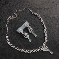 FS Collection Silver Plated AD Stone  Necklace Set