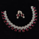 FS Collection Silver Plated AD Stone Necklace Set