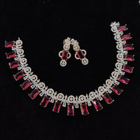 FS Collection Silver Plated AD Stone Necklace Set