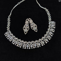 FS Collection Silver Plated AD Stone Necklace Set