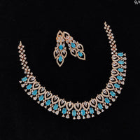 FS Collection Rose Gold Plated AD Stone Necklace Set