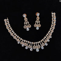 FS Colletion Rose Gold Plated AD Stone Necklace Set