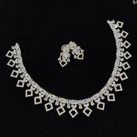 FS Colletion Silver Plated AD Stone Necklace Set