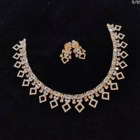 FS Colletion Rose Gold Plated AD Stone Necklace Set