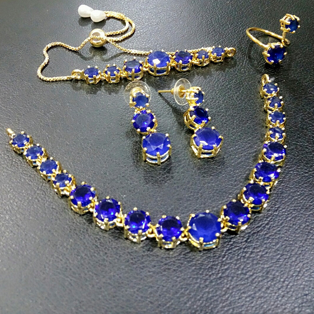 FS Collection Gold Plated Crystal Stone Jewellery Combo