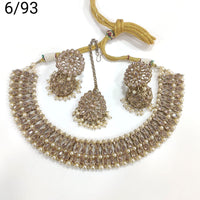FS Collection Gold Plated Crystal Stone Choker Necklace Set