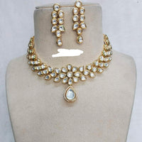 FS Collection Gold Plated Kundan Stone Choker Necklace Set