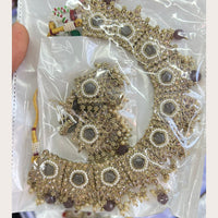 FS Collection Gold Plated Crystal Stone Choker Necklace Set With Mangtikka