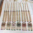 FS Collection Gold Plated Pota Stone & Meenakari Long Necklace Set