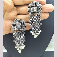 FS Collection Silver Plated Pota Stone Dangler Earrings