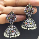 FS Collection Silver Plated Jhumki Beads Earrings