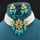 FS Collection Gold Plated Kundan Stone & Beads Choker Necklace Set