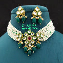 FS Collection Gold Plated Kundan Stone & Beads Choker Necklace Set