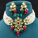 FS Collection Gold Plated Kundan Stone & Beads Choker Necklace Set
