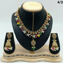 FS Collection Gold Plated Crystal Stone & Beads Necklace Set
