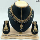 FS Collection Gold Plated Crystal Stone & Beads Necklace Set