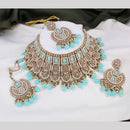 FS Collection Gold Plated Kundan Stone & Beads Choker Necklace Set