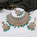 FS Collection Gold Plated Kundan Stone & Beads Choker Necklace Set