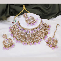 FS Collection Gold Plated Kundan Stone & Beads Choker Necklace Set