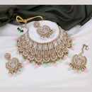 FS Collection Gold Plated Kundan Stone & Beads Choker Necklace Set