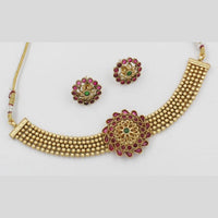 FS Collection Gold Plated Kundan Stone Choker Necklace Set