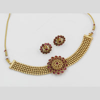 FS Collection Gold Plated Kundan Stone Choker Necklace Set