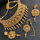 FS Collection Gold Plated Kundan Stone Choker Necklace Set