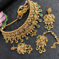 FS Collection Gold Plated Kundan Stone Choker Necklace Set