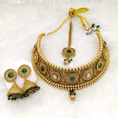 FS Collection Gold Plated Pota Stone Choker Necklace Set