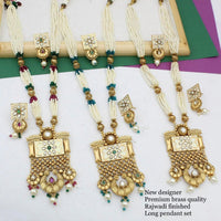 FS Collection Gold Plated Kundan Stone Long Necklace Set