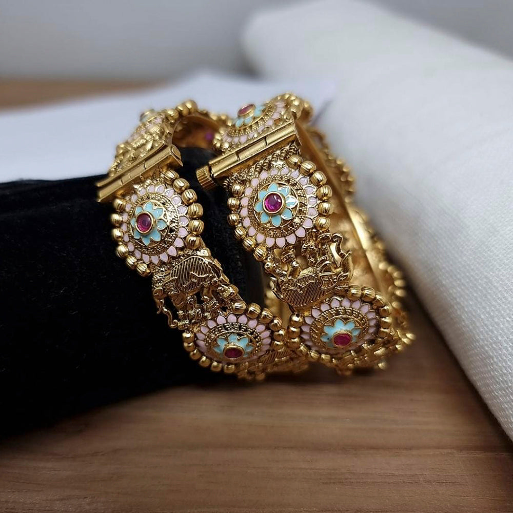 FS Collection Gold Plated Openable Meenakari Bangles