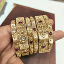 FS Collection Gold Plated Crystal Stone Bangles