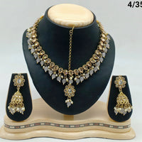 FS Collection Gold Plated Crystal Stone & Beads Necklace Set