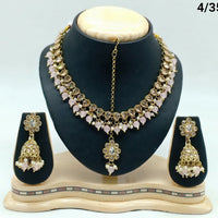FS Collection Gold Plated Crystal Stone & Beads Necklace Set