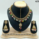 FS Collection Gold Plated Crystal Stone & Beads Necklace Set