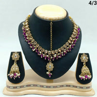 FS Collection Gold Plated Crystal Stone & Beads Necklace Set