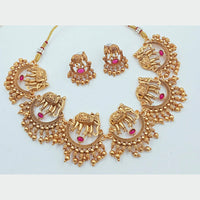 FS Collection Gold Plated Pota Stone Choker Necklace Set