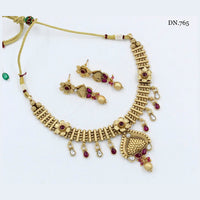 FS Collection Gold Plated Pota Stone Choker Necklace Set
