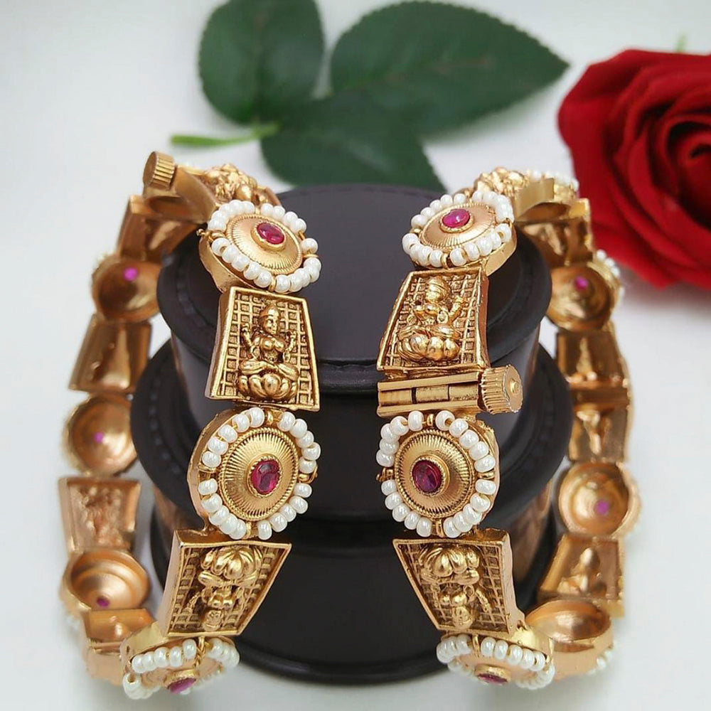 FS Collection Gold Plated Pota Stone Openable Bangles