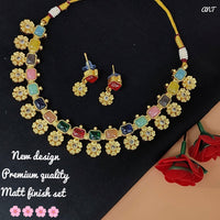 FS Collection Gold Plated Crystal Stone Choker Necklace Set